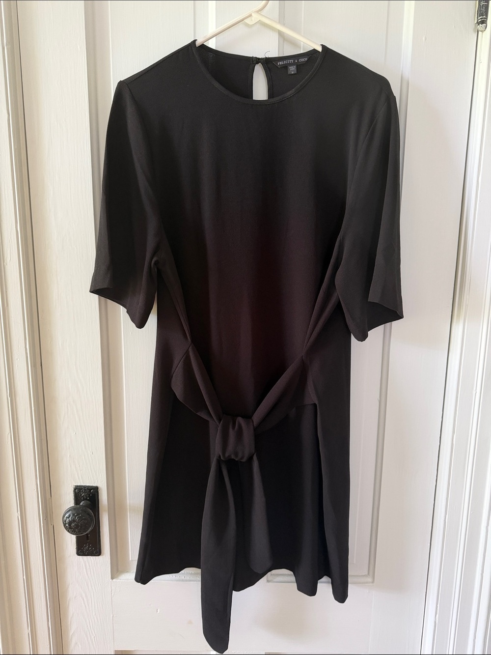 Elizabeth and James Black Tie-Back Mini Dress